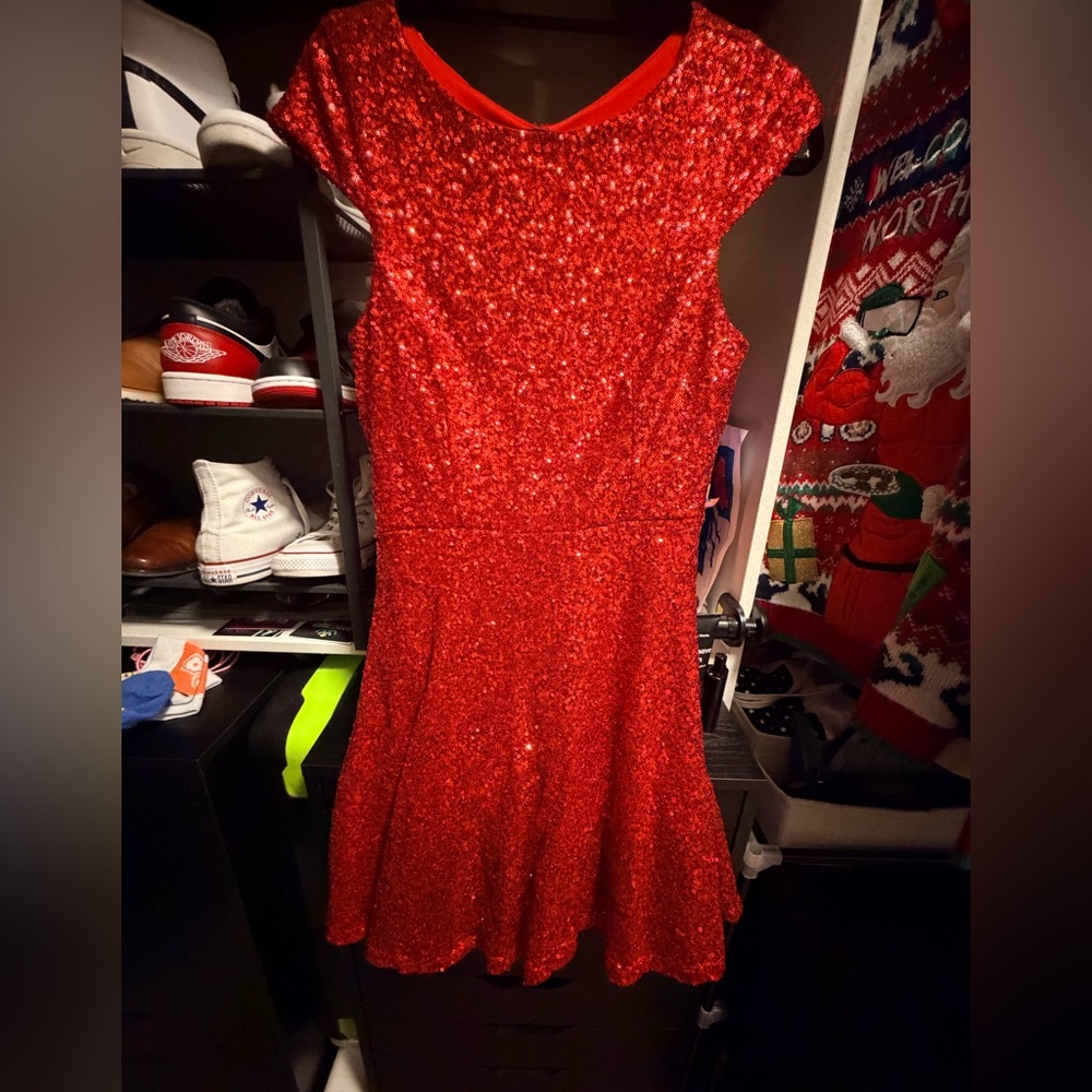 Source Unknown Sparkling Red Mini Dress